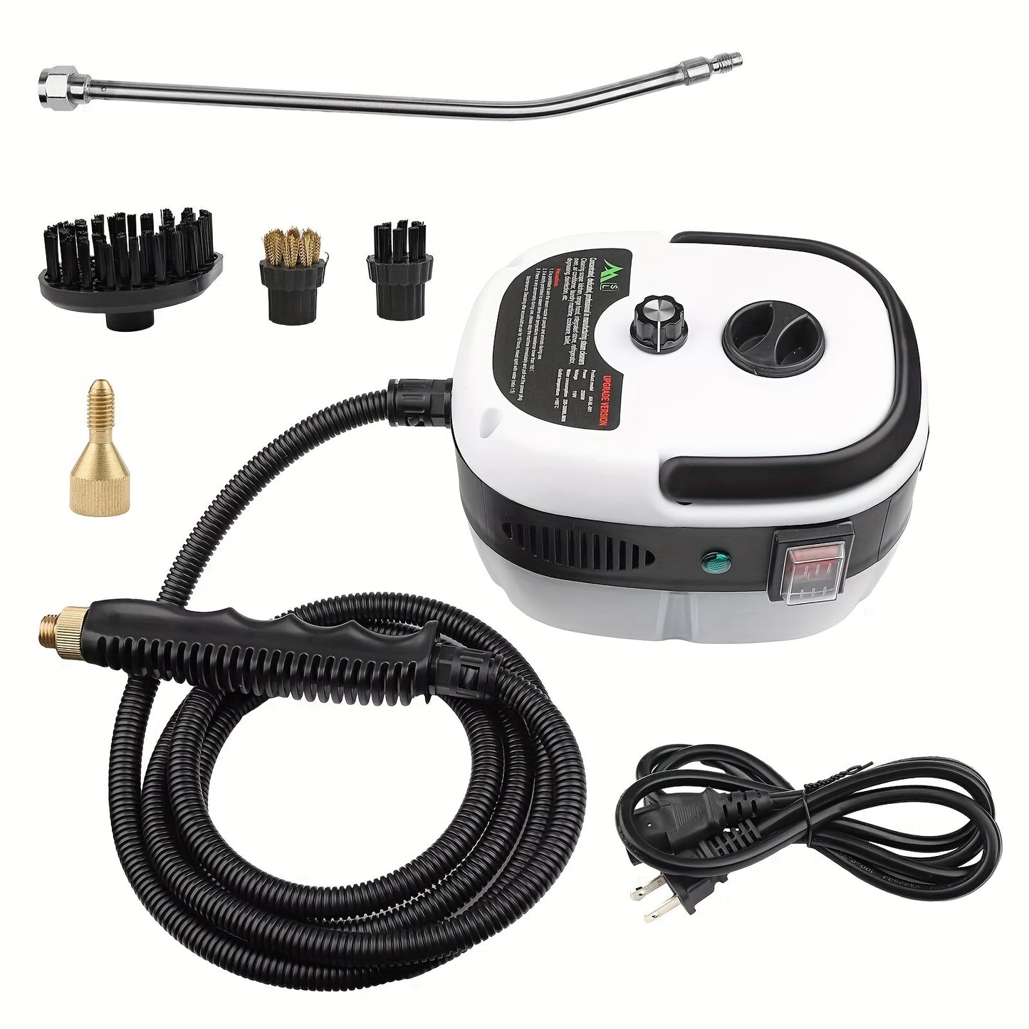 1pc 2500W High-Power Portable Handheld Steam Cleaner with Adjustable Temperature & Pressure - Quick Heating, 6 Brush Heads for Versatile Cleaning in Kitchens, Bathrooms, Furniture & Cars - US Plug, Large Capacity Water Tank,