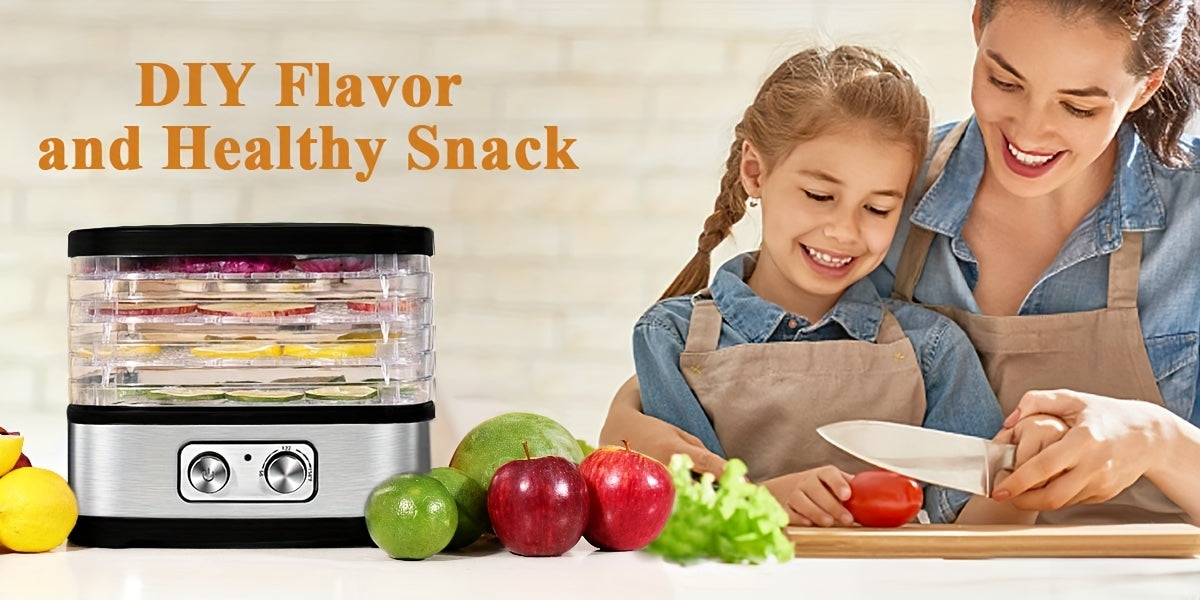 240W Stainless Steel Food Dehydrator with Temperature Control, 5 BPA-Free Trays, Dishwasher Safe Electric Dryer for Jerky, Fruits, Veggies & Herbs, Includes Recipe Book, US Plug, 120V, Dehydrators for Food