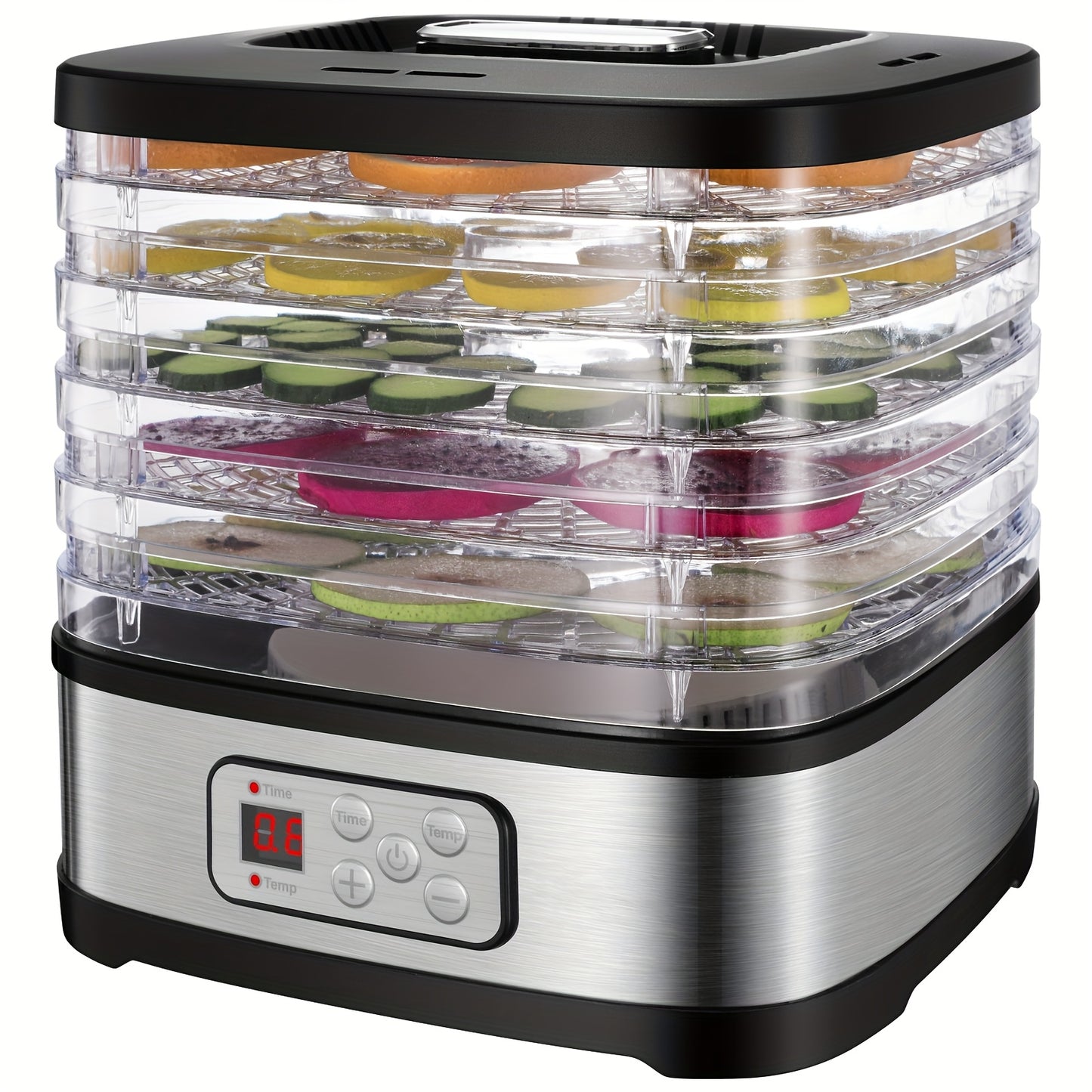 240W Stainless Steel Food Dehydrator with Temperature Control, 5 BPA-Free Trays, Dishwasher Safe Electric Dryer for Jerky, Fruits, Veggies & Herbs, Includes Recipe Book, US Plug, 120V, Dehydrators for Food