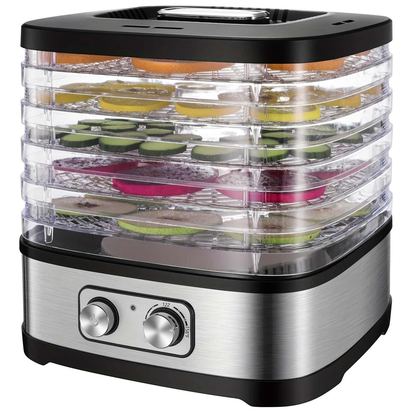 240W Stainless Steel Food Dehydrator with Temperature Control, 5 BPA-Free Trays, Dishwasher Safe Electric Dryer for Jerky, Fruits, Veggies & Herbs, Includes Recipe Book, US Plug, 120V, Dehydrators for Food