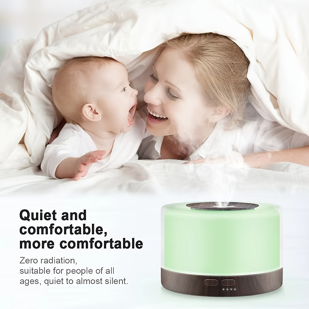 Diffuser For Home Smart Aromatherapy Diffuser 500ml Wood Design Ultrasonic Humidifier w/ Remote 7 LED Colors 6 Essential Oil