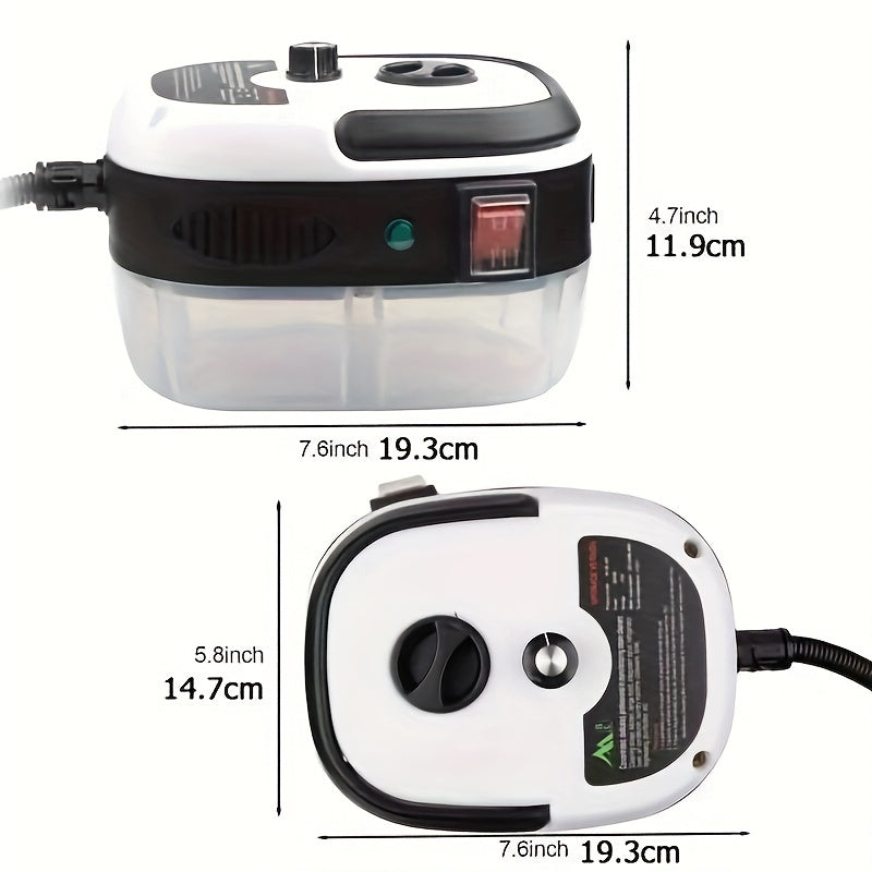 1pc 2500W High-Power Portable Handheld Steam Cleaner with Adjustable Temperature & Pressure - Quick Heating, 6 Brush Heads for Versatile Cleaning in Kitchens, Bathrooms, Furniture & Cars - US Plug, Large Capacity Water Tank,