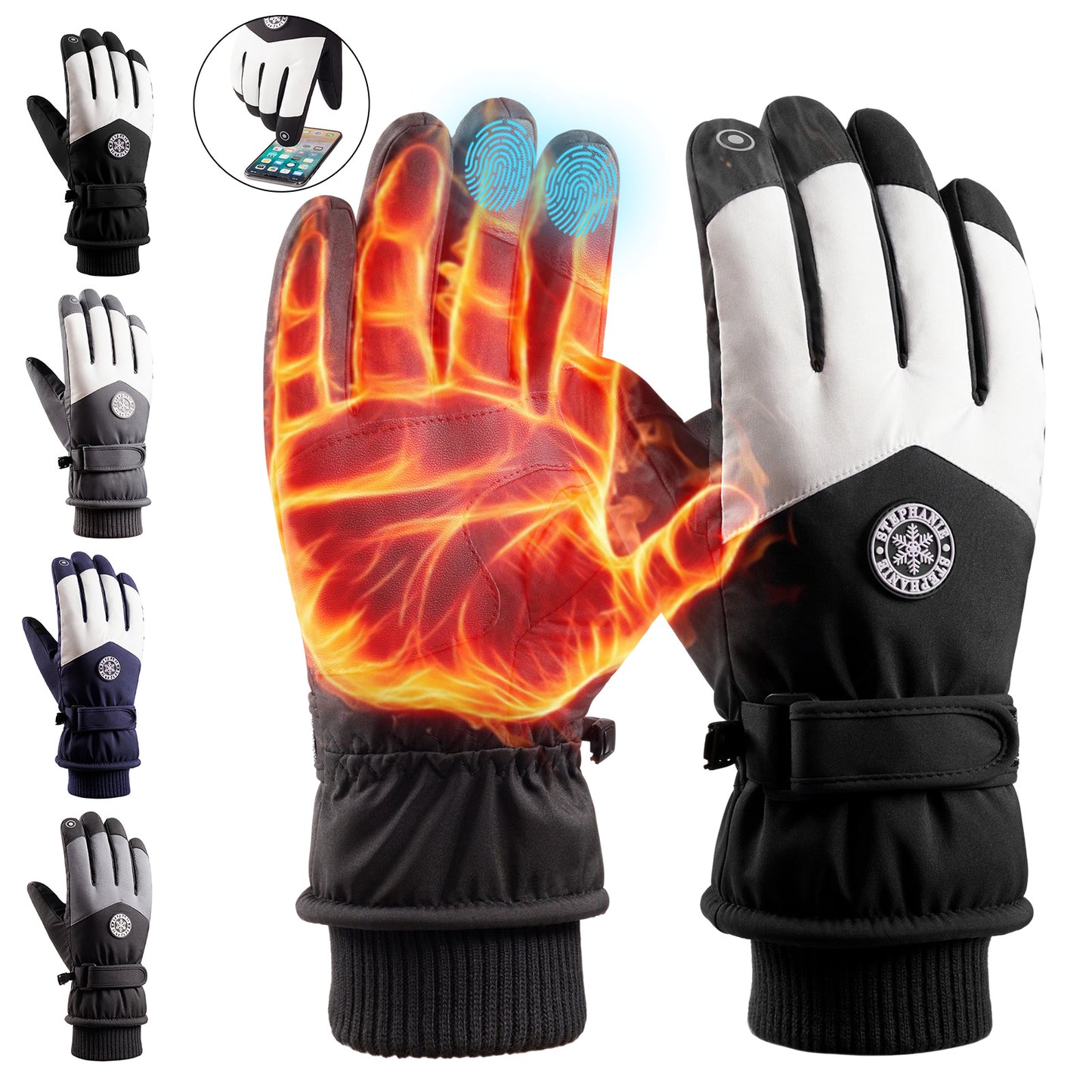 Waterproof Ski Gloves Thermal Touchscreen Snowboard Gloves Warm Winter Snow Gloves Windproof Bike Cycling Gloves Fits Men Wome