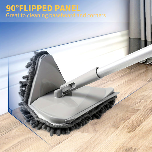 Wall Cleaner Mop with 82 Inches Long Handle, Baseboard Cleaner Tool Duster with Squeegee, Ceiling Cleaning Tool with 6 Replacement Pads for Walls, Window, Floor, gray