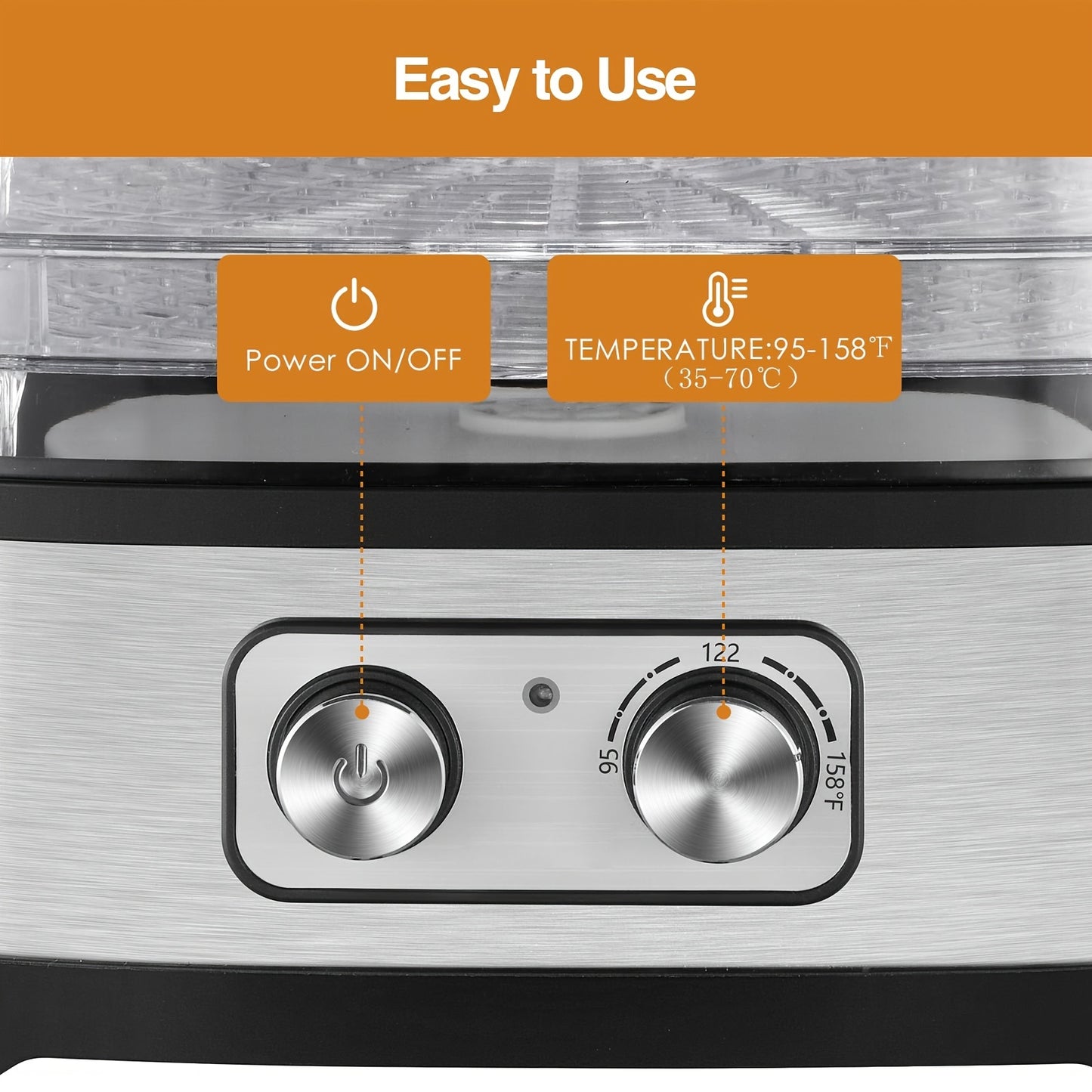 240W Stainless Steel Food Dehydrator with Temperature Control, 5 BPA-Free Trays, Dishwasher Safe Electric Dryer for Jerky, Fruits, Veggies & Herbs, Includes Recipe Book, US Plug, 120V, Dehydrators for Food