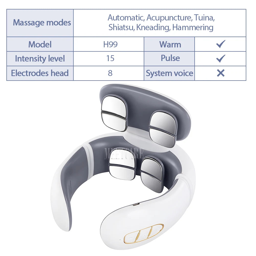 Smart Back Neck Massager TENS Pulse Shoulder Neck Massage Cervical Heating Relieve Pain Muscle Health Care