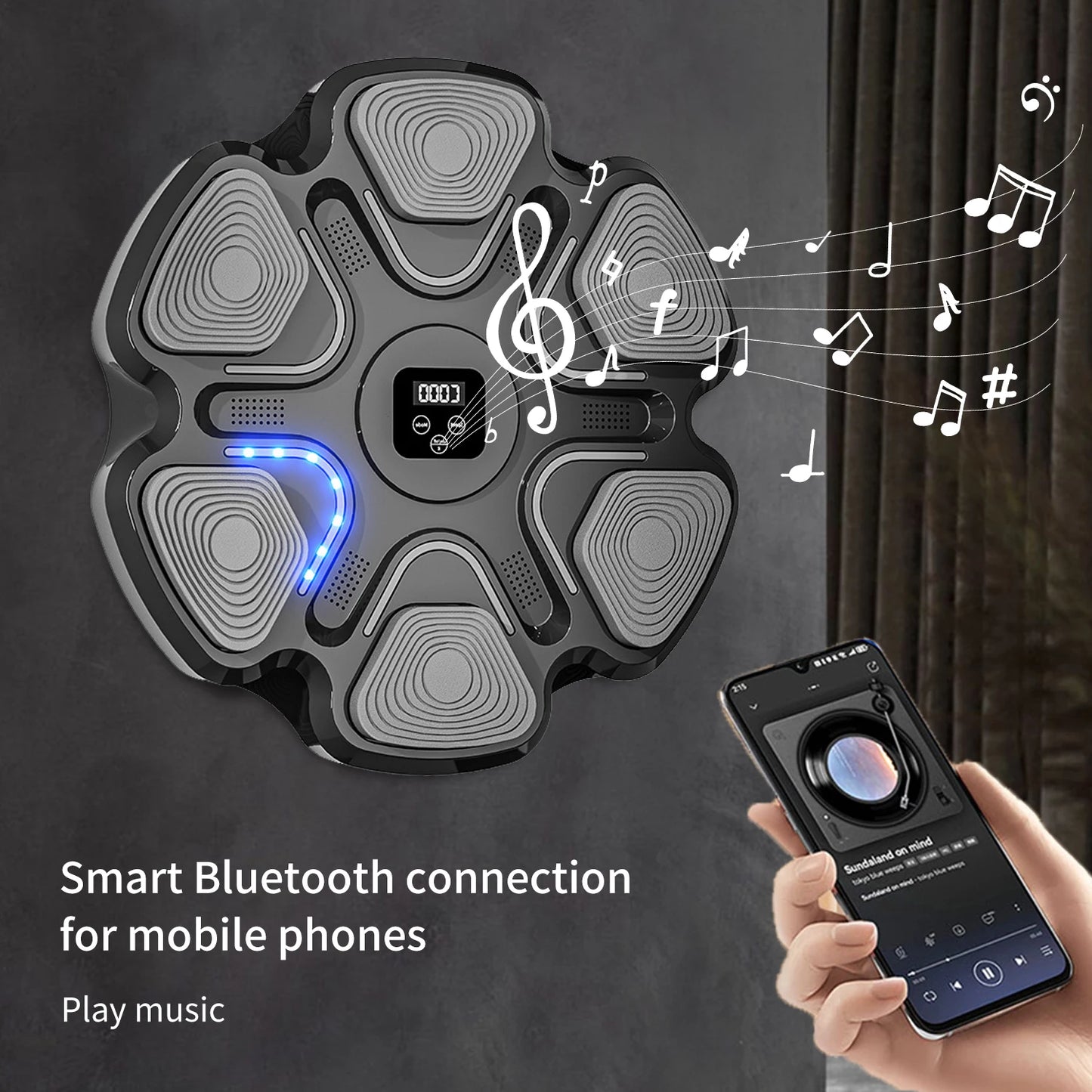 Music Boxing Machine Smart Bluetooth-compatible Adult/Children Sports Fitness Boxing Wall Target Muay Thai Reaction Trainer