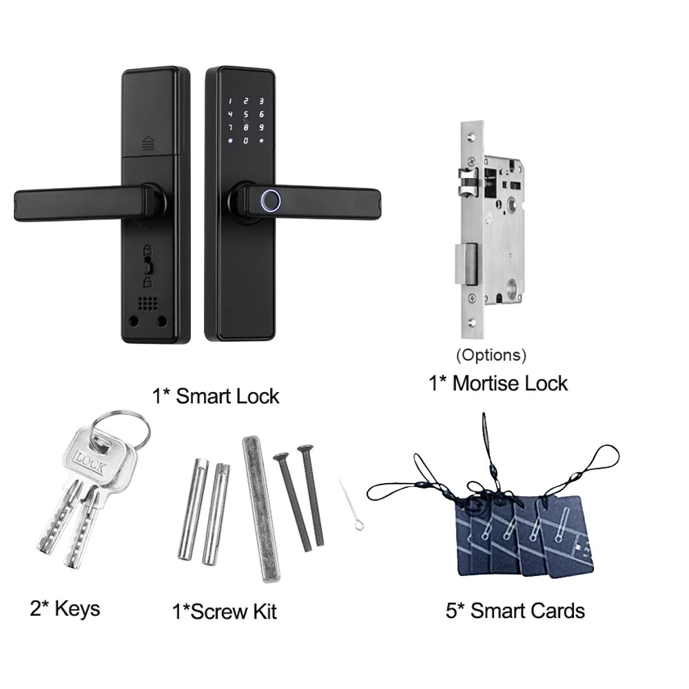 RAYKUBE K20 9-language Biometric Fingerprint Door Lock Electronic Door Lock with Tuya APP/IC Card/Password/ Key Unlock