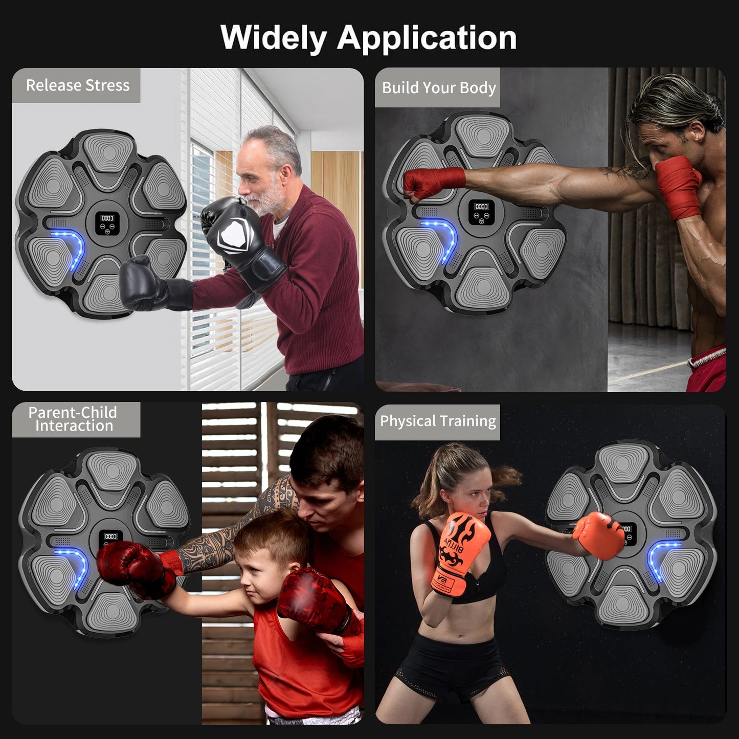 Music Boxing Machine Smart Bluetooth-compatible Adult/Children Sports Fitness Boxing Wall Target Muay Thai Reaction Trainer