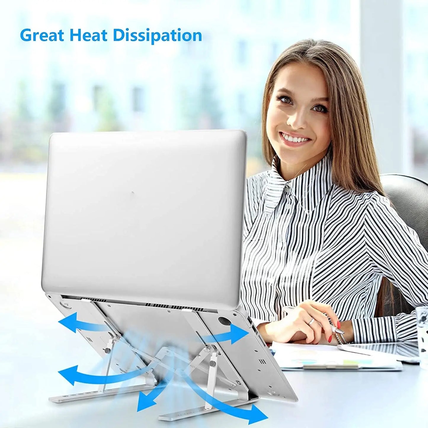 Aluminum Metal Folding Laptop Table Adjustable Laptop Table Tablet Holder Up to 17 Inch Resistant