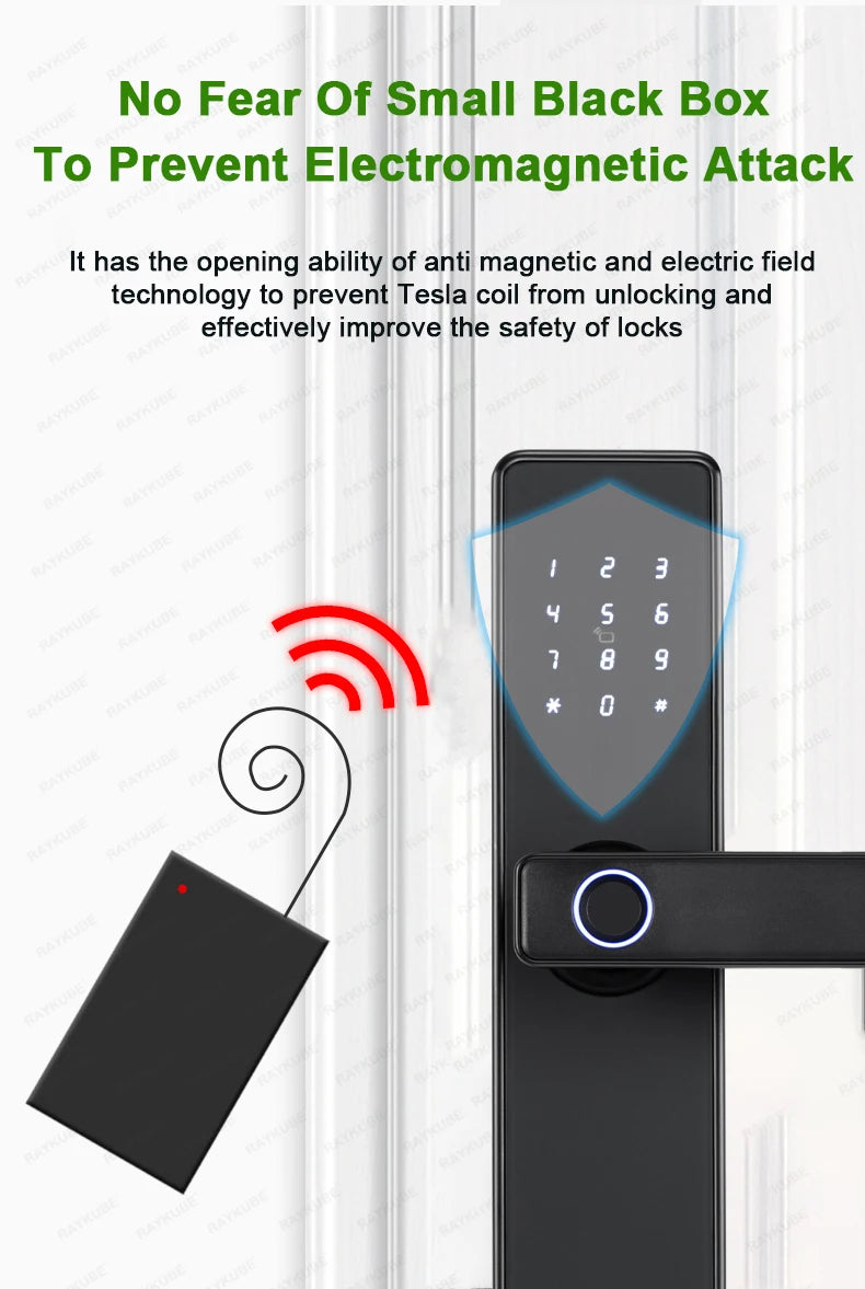RAYKUBE K20 9-language Biometric Fingerprint Door Lock Electronic Door Lock with Tuya APP/IC Card/Password/ Key Unlock