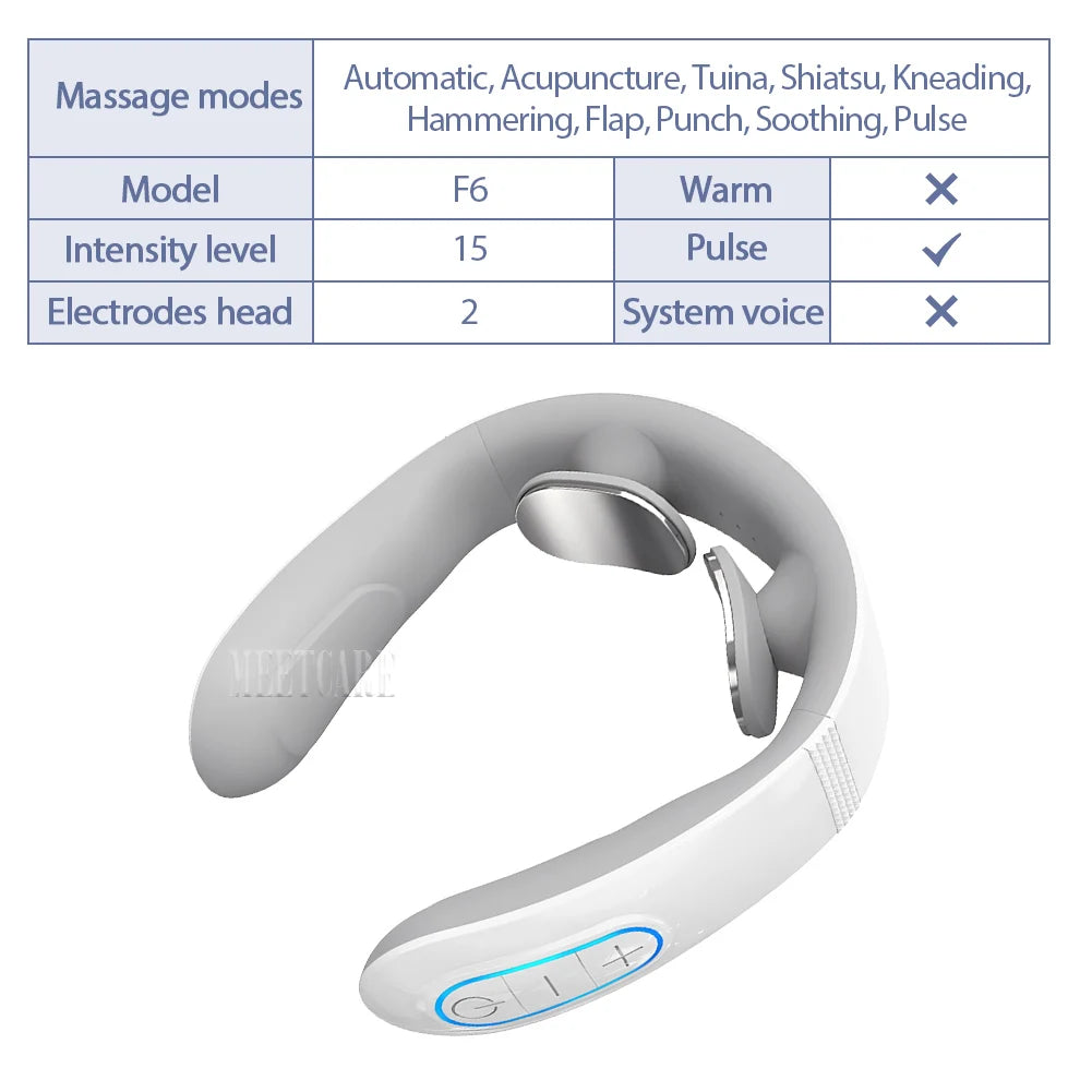 Smart Back Neck Massager TENS Pulse Shoulder Neck Massage Cervical Heating Relieve Pain Muscle Health Care