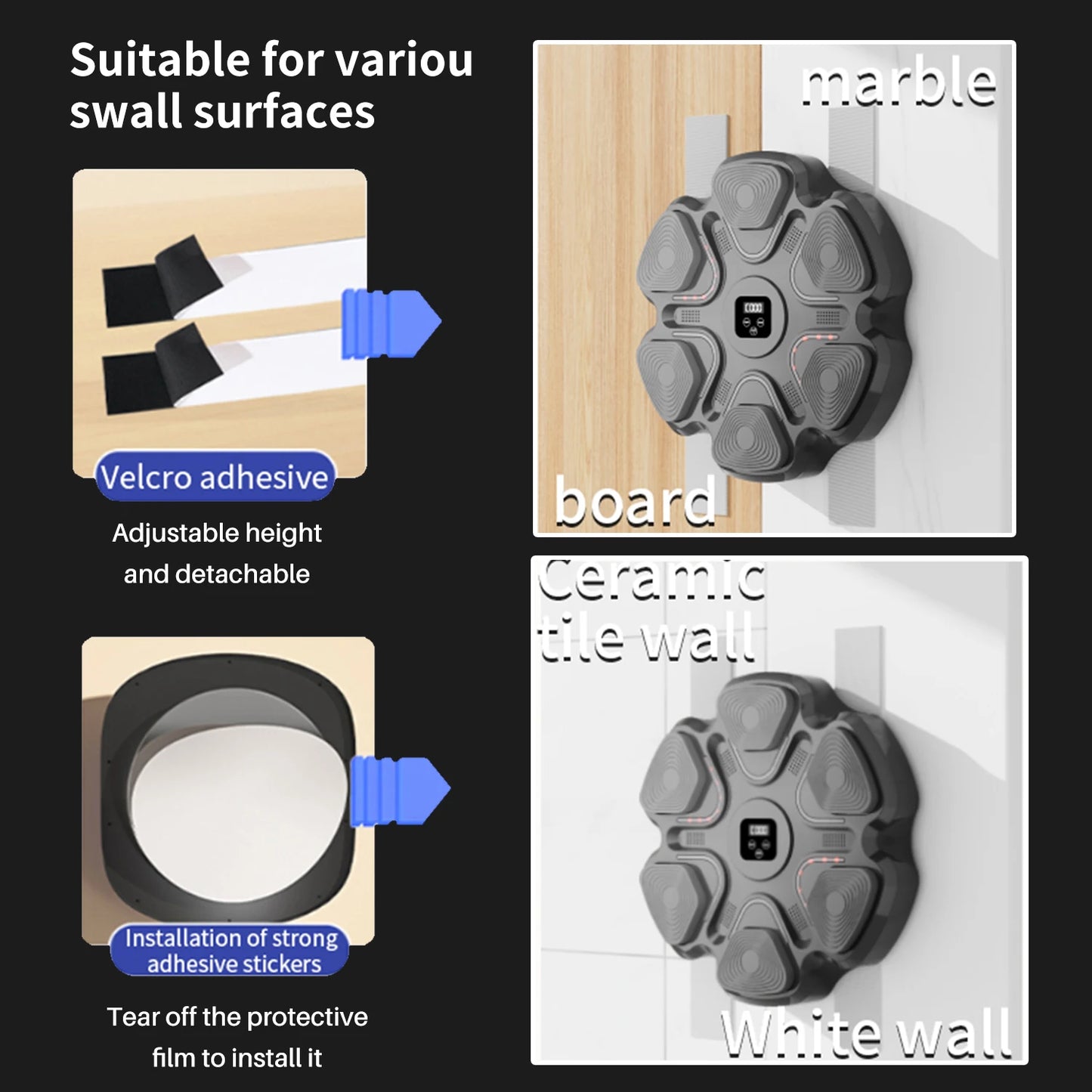 Music Boxing Machine Smart Bluetooth-compatible Adult/Children Sports Fitness Boxing Wall Target Muay Thai Reaction Trainer