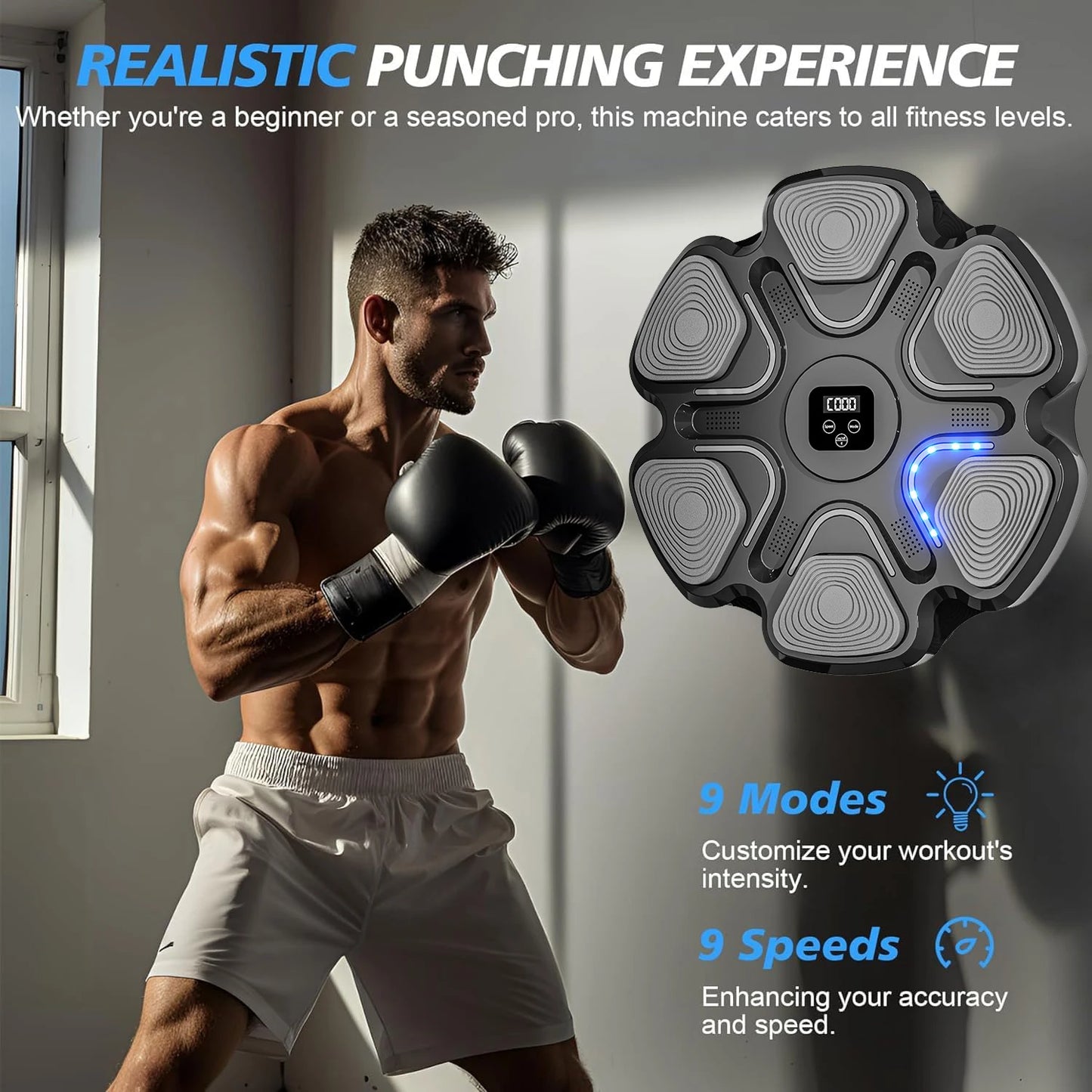 Music Boxing Machine Smart Bluetooth-compatible Adult/Children Sports Fitness Boxing Wall Target Muay Thai Reaction Trainer