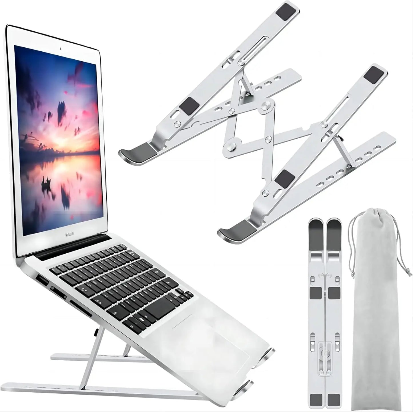 Aluminum Metal Folding Laptop Table Adjustable Laptop Table Tablet Holder Up to 17 Inch Resistant