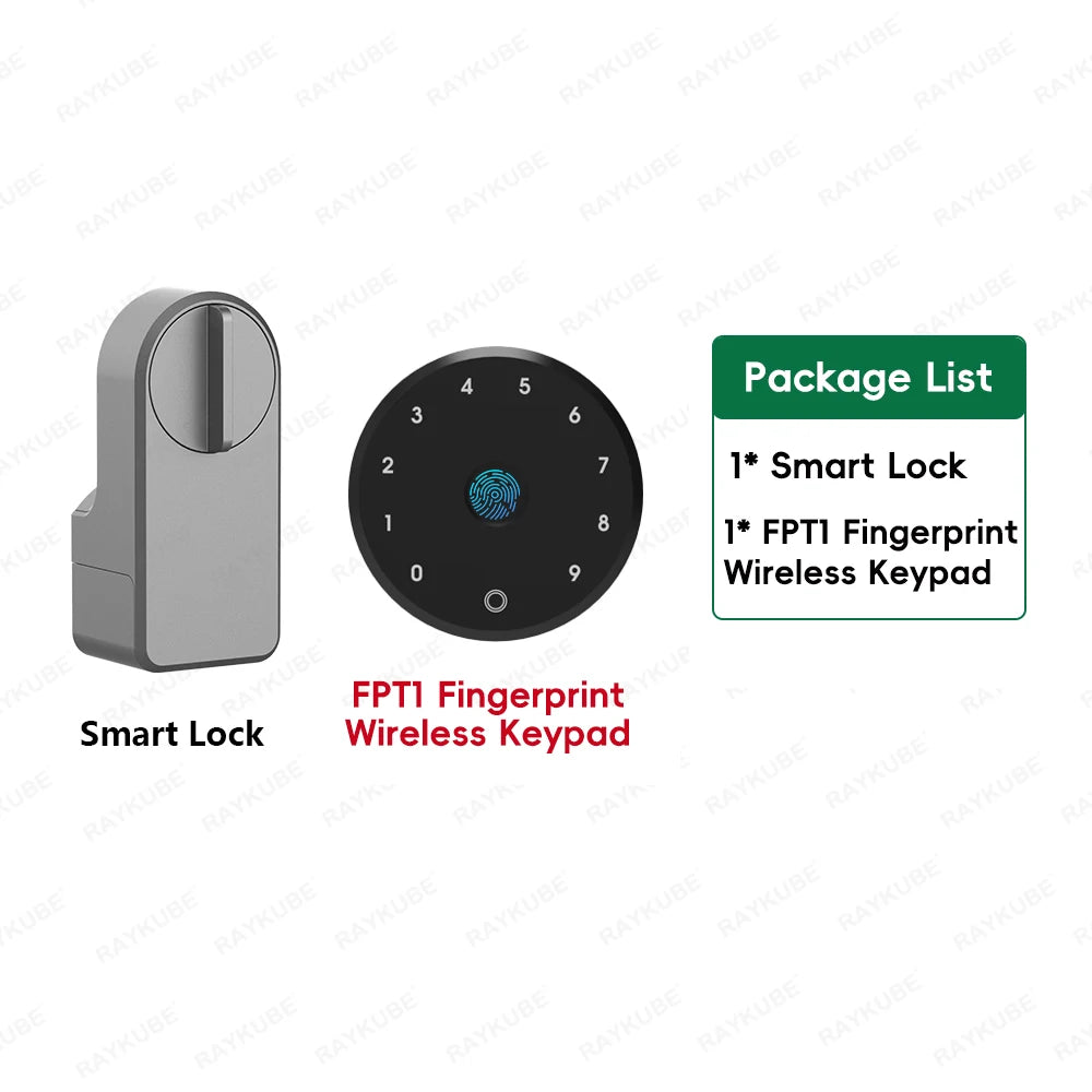 RAYKUBE A1 Pro Tuya BEL Smart Door Lock Set with Fobs/ Keypad/ Smart Key Tuya Remote Unlock Work with Alexa Google Assistant