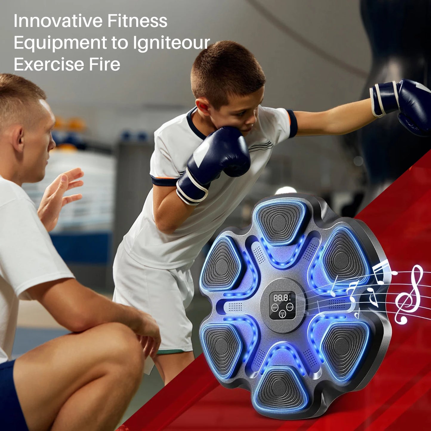 Music Boxing Machine Smart Bluetooth-compatible Adult/Children Sports Fitness Boxing Wall Target Muay Thai Reaction Trainer