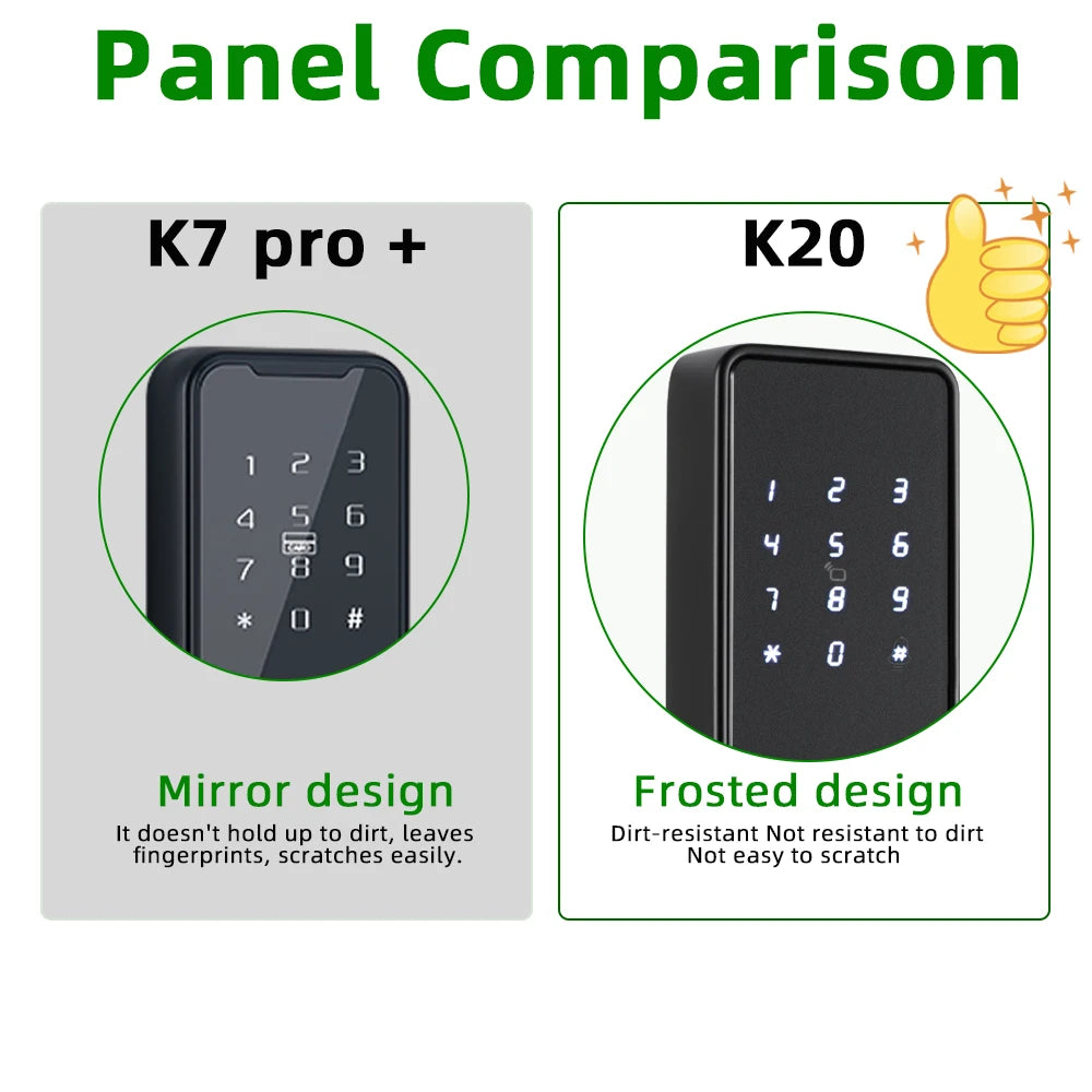 RAYKUBE K20 9-language Biometric Fingerprint Door Lock Electronic Door Lock with Tuya APP/IC Card/Password/ Key Unlock