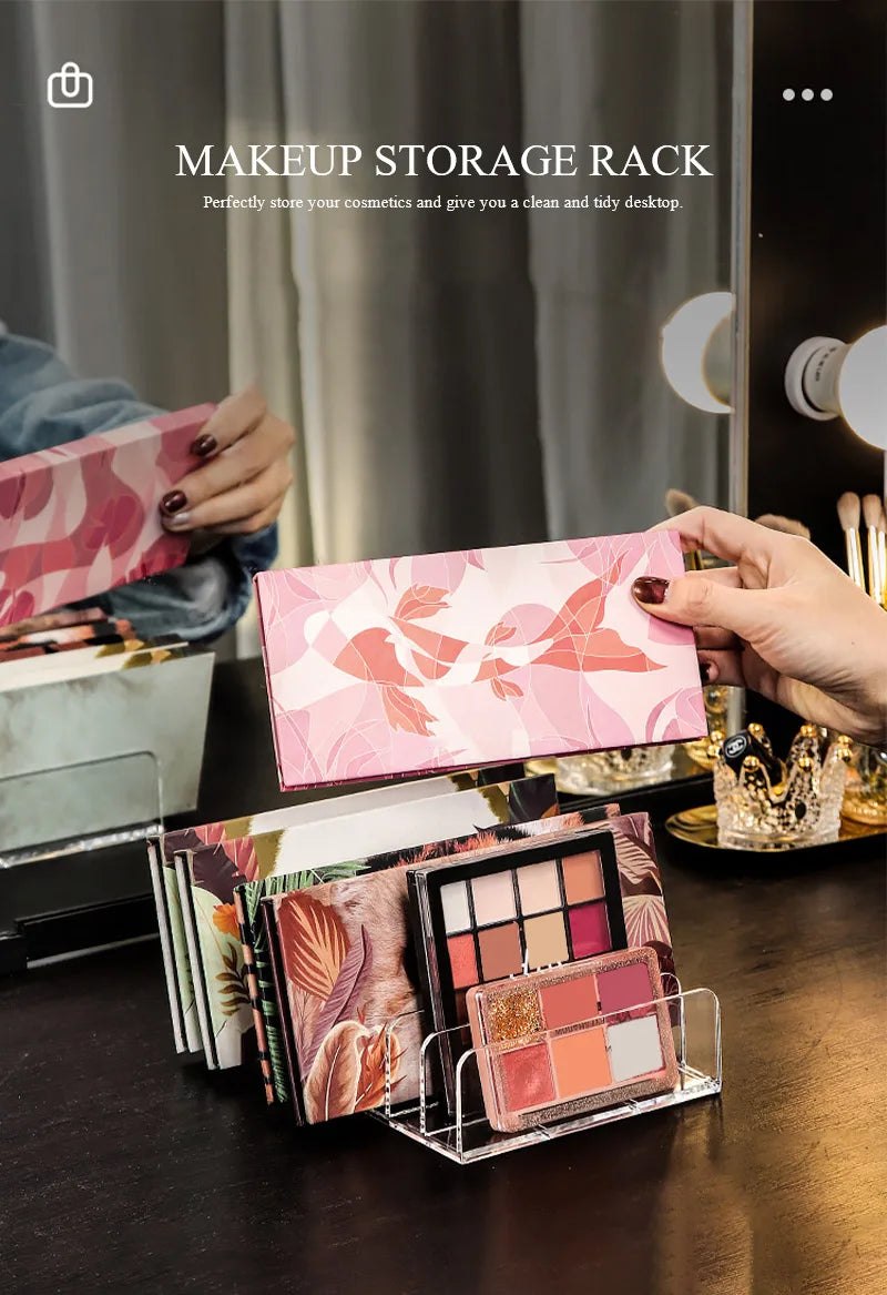 Makeup Organizer Desktop Multi-cell Display Box Makeup Blush Cosmetics Shelf 7-compartment Plastic Eye Shadow Tray Storage Box