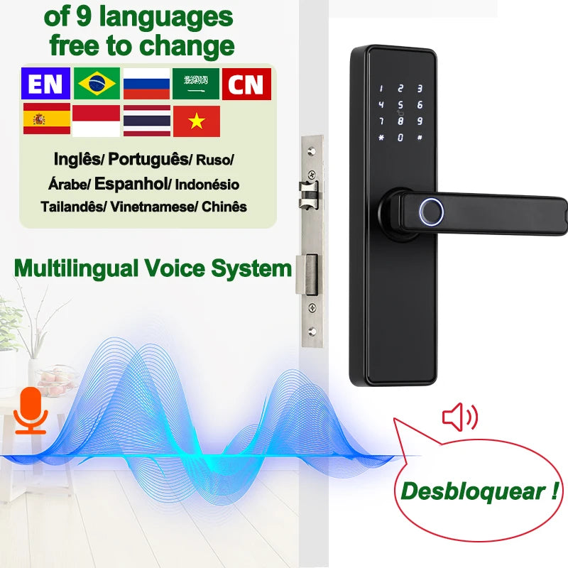 RAYKUBE K20 9-language Biometric Fingerprint Door Lock Electronic Door Lock with Tuya APP/IC Card/Password/ Key Unlock