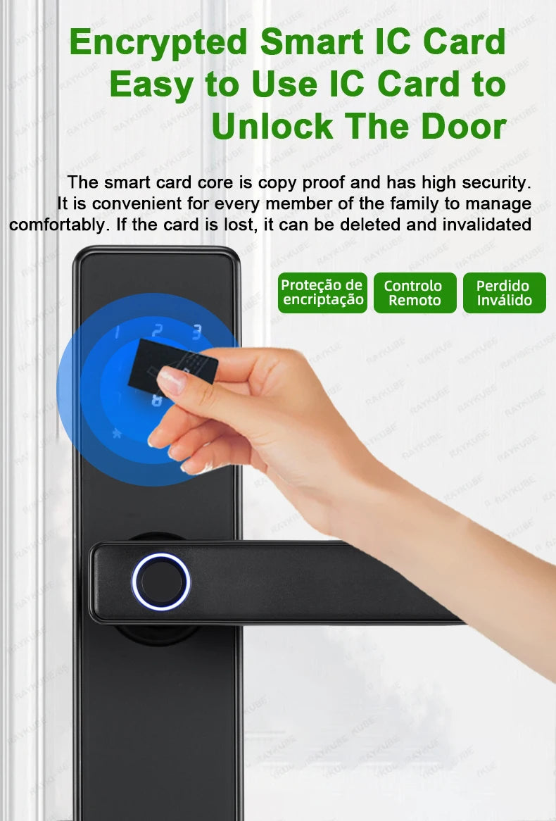 RAYKUBE K20 9-language Biometric Fingerprint Door Lock Electronic Door Lock with Tuya APP/IC Card/Password/ Key Unlock
