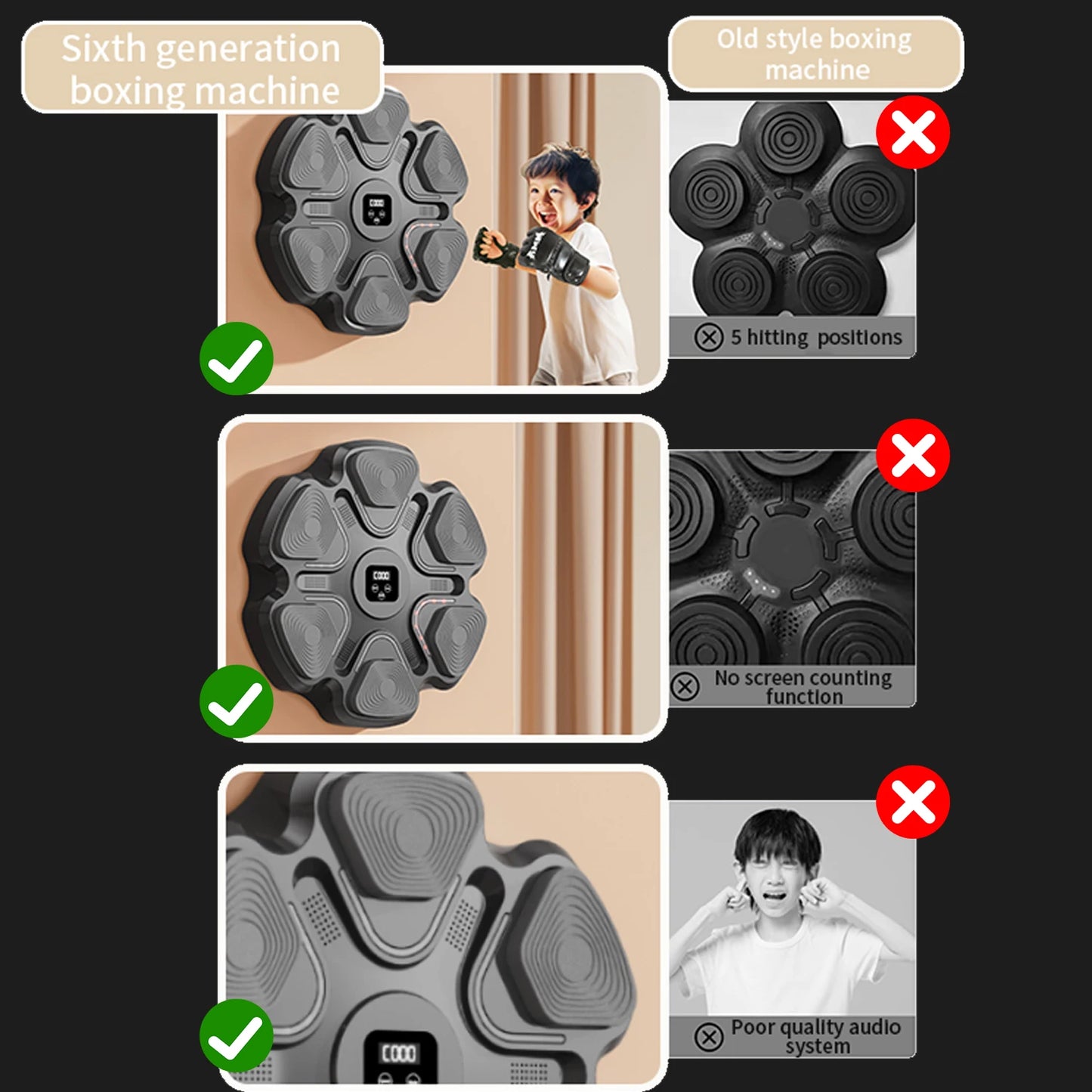 Music Boxing Machine Smart Bluetooth-compatible Adult/Children Sports Fitness Boxing Wall Target Muay Thai Reaction Trainer