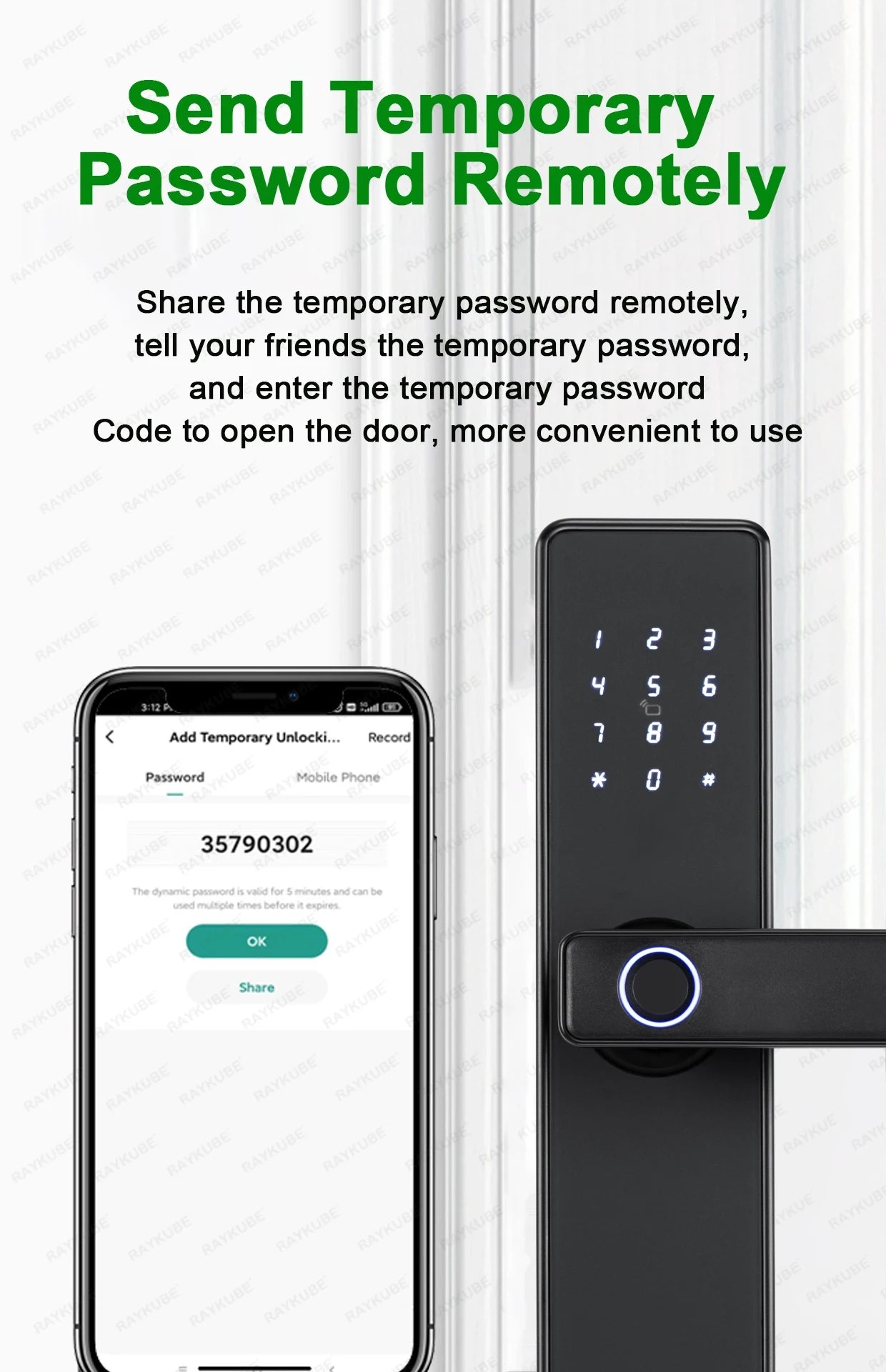 RAYKUBE K20 9-language Biometric Fingerprint Door Lock Electronic Door Lock with Tuya APP/IC Card/Password/ Key Unlock