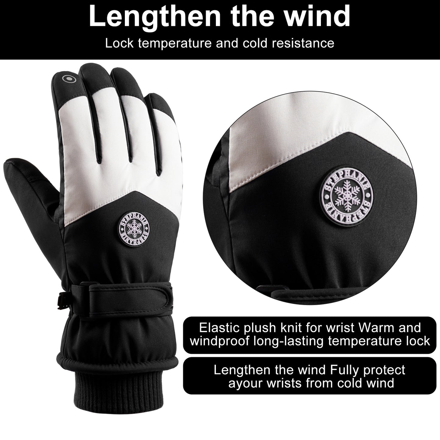 Waterproof Ski Gloves Thermal Touchscreen Snowboard Gloves Warm Winter Snow Gloves Windproof Bike Cycling Gloves Fits Men Wome
