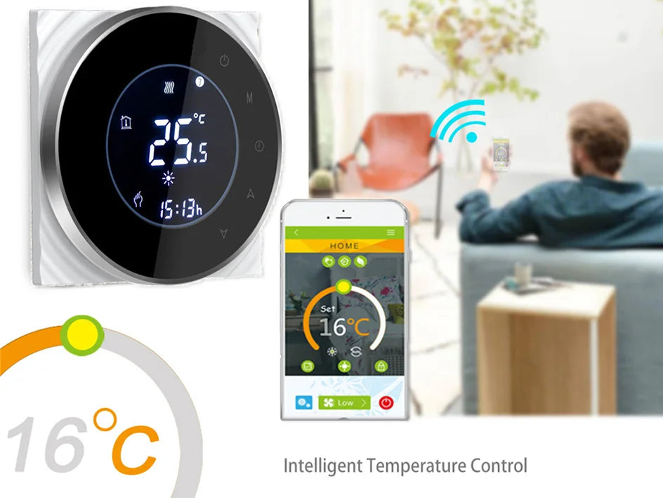 Smart Touch WIFI Thermostat LCD Screen Water Heating Electirc Floor Heating Water Gas Boiler Temperature Controller Google Home