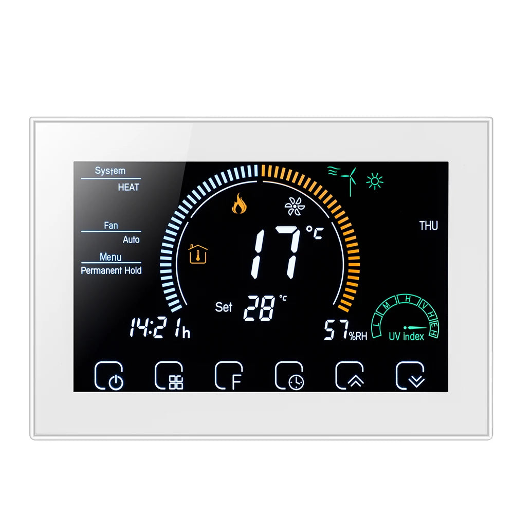 TUYA Wi-Fi Smart Large Colorful Screen Room Programmable Air Thermostat WIFI for Switch Heating Cooler Bridge Voice Alexa