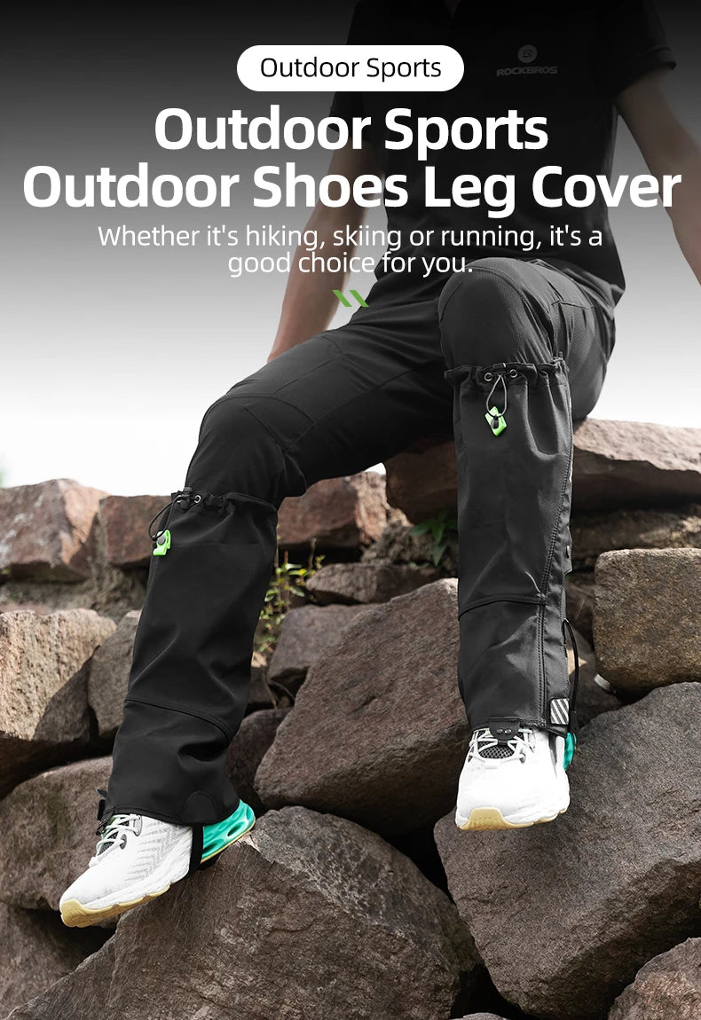 ROCKBROS Outdoor Waterproof Legging Gaiters Hiking Skiing Trekking Desert Leg Cover Boots Shoes Covers Legs Protection Guard