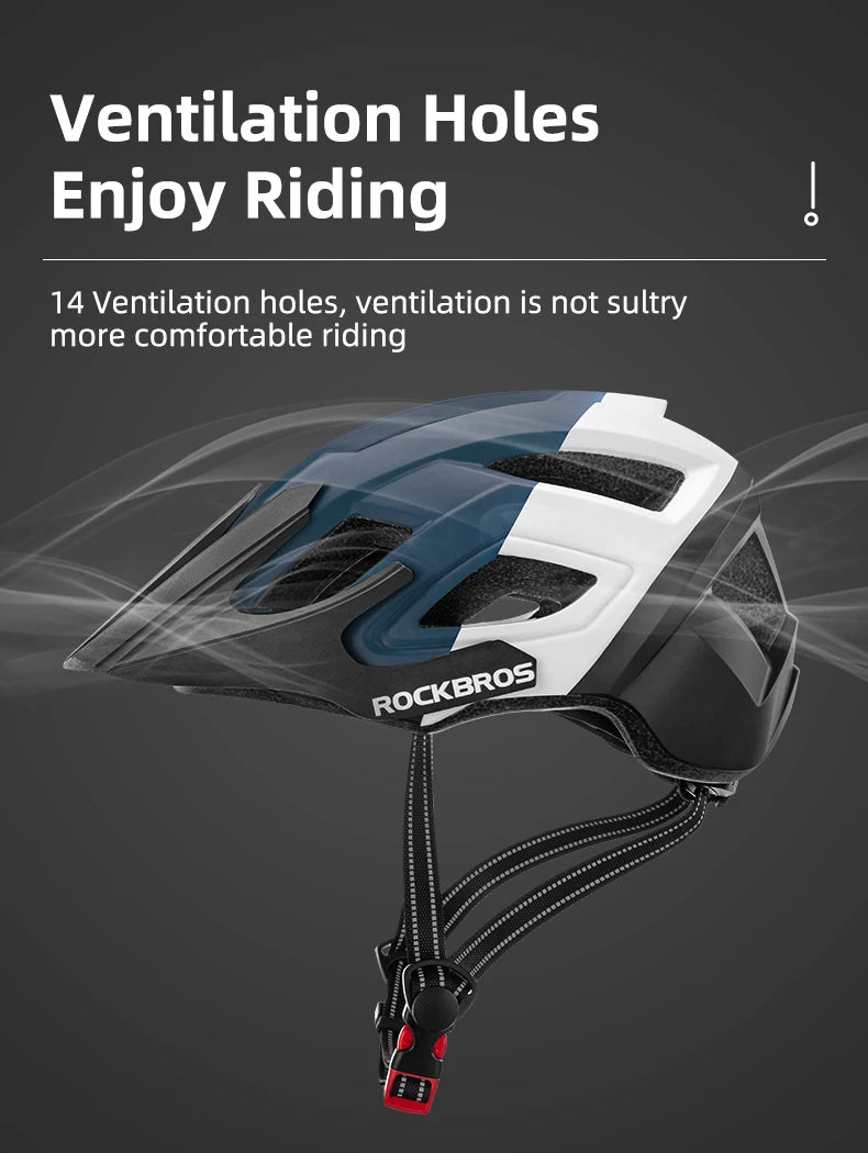 ROCKBROS Bike Headlamp Night Cycling Helmet With Glowing Headlight Warning Light MTB Bicycle Helmet Rechargeable Sport SafetyCap