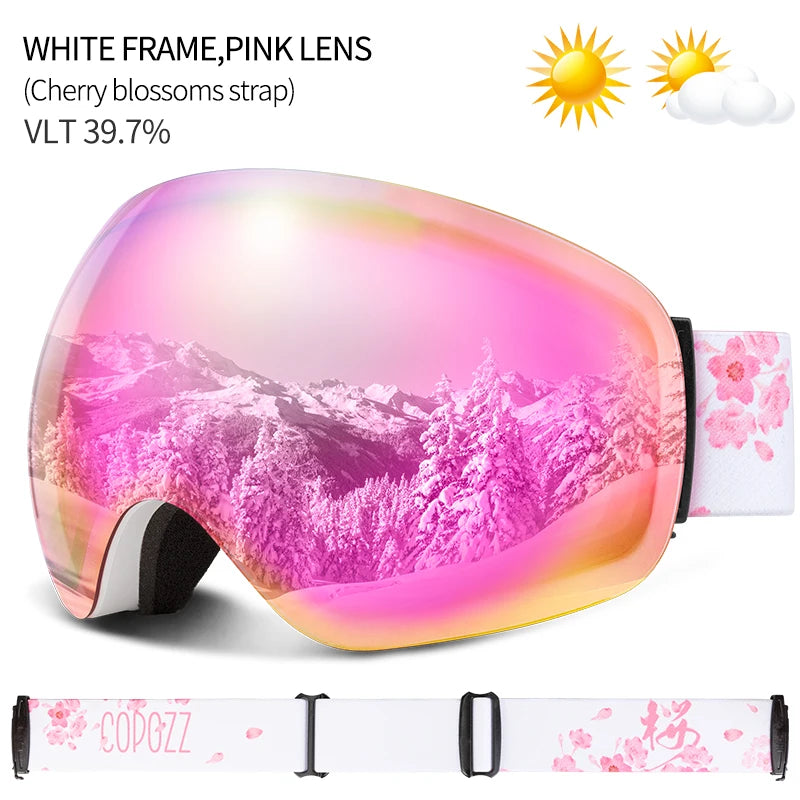 COPOZZ Outdoor Sports Ski Goggles UV400 Protection Ski Mask Male Female Anti-Fog Big Face Snow Glasses Snowboard Skiing Eyewear