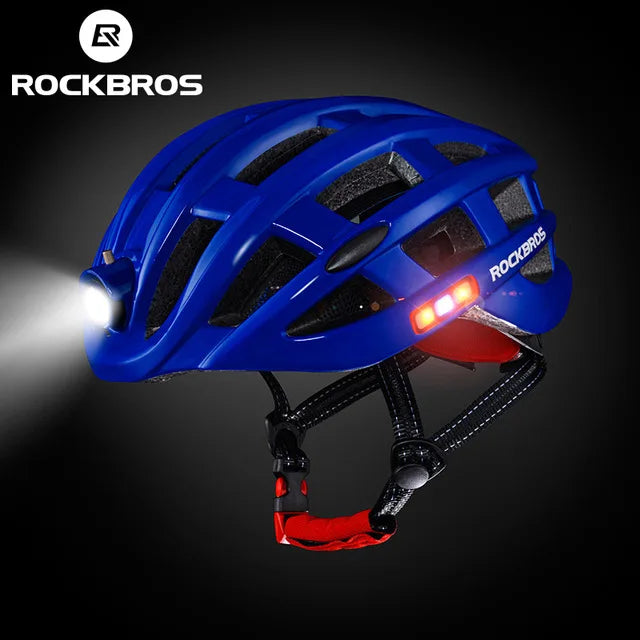 ROCKBROS Bike Headlamp Night Cycling Helmet With Glowing Headlight Warning Light MTB Bicycle Helmet Rechargeable Sport SafetyCap
