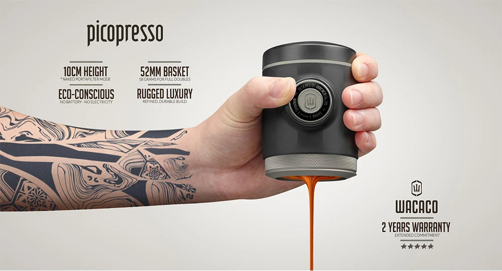 WACACO Picopresso Portable Espresso Maker, Specialty Coffee Machine, 18 Bar Pressure Travel Coffee, Gift, New Year