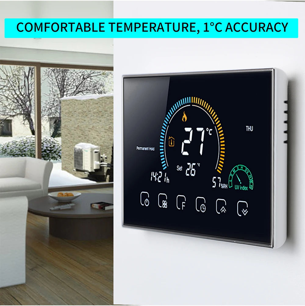 TUYA Wi-Fi Smart Large Colorful Screen Room Programmable Air Thermostat WIFI for Switch Heating Cooler Bridge Voice Alexa