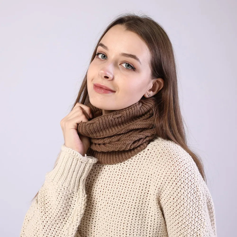 fashion women stretchy knitted Skullies Beanies Hat solid snood scarf warm Beanie For womem Autumn winter Female Beanie cap
