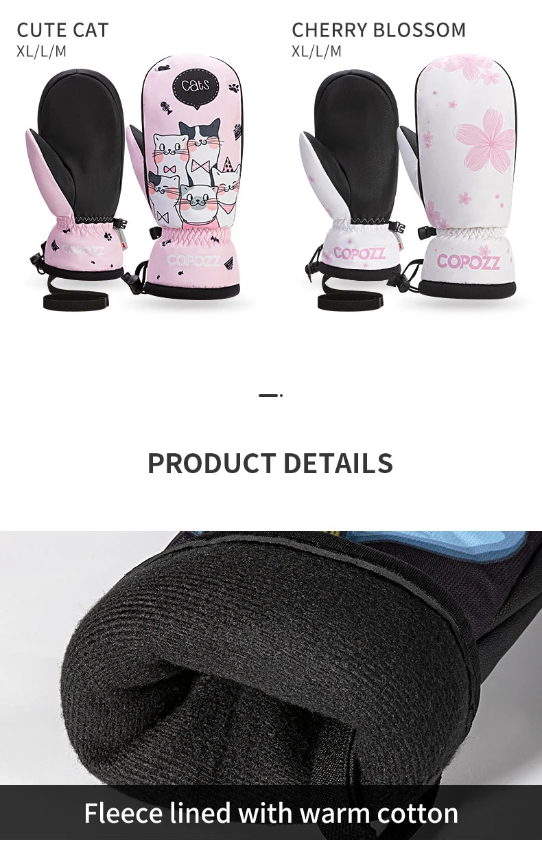 COPOZZ -30℃ Thicken Adult Teen Professional Snowboarding Ski Gloves Windproof Winter Warm Thermal Snow Mittens Skiing Snowmobile