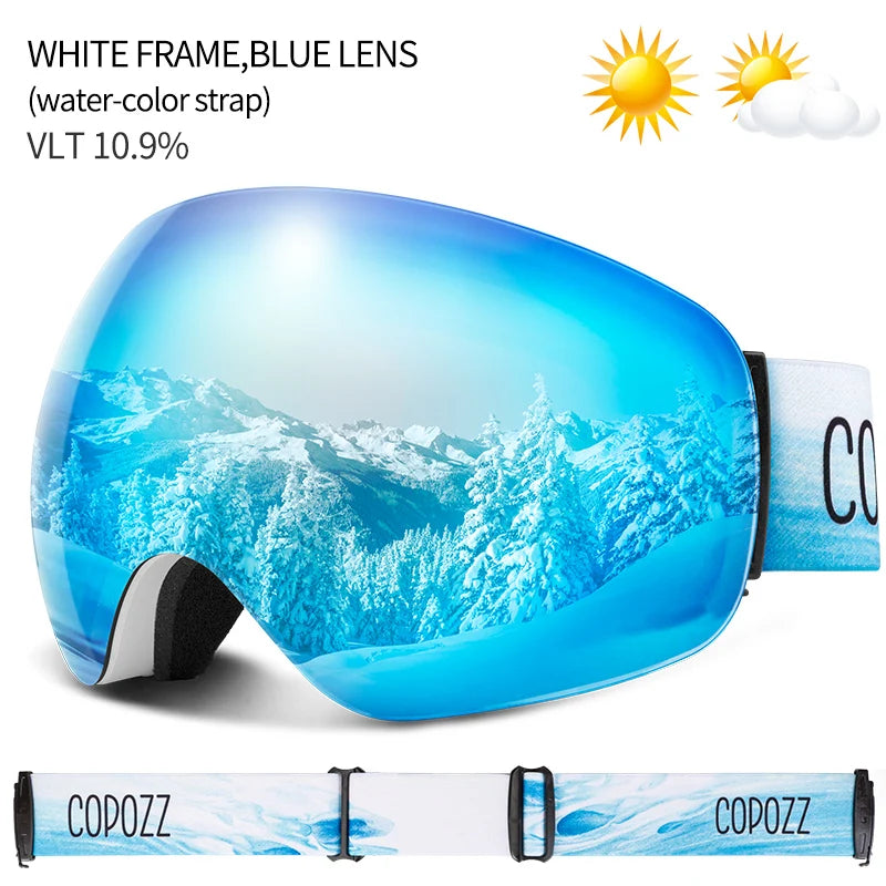 COPOZZ Outdoor Sports Ski Goggles UV400 Protection Ski Mask Male Female Anti-Fog Big Face Snow Glasses Snowboard Skiing Eyewear