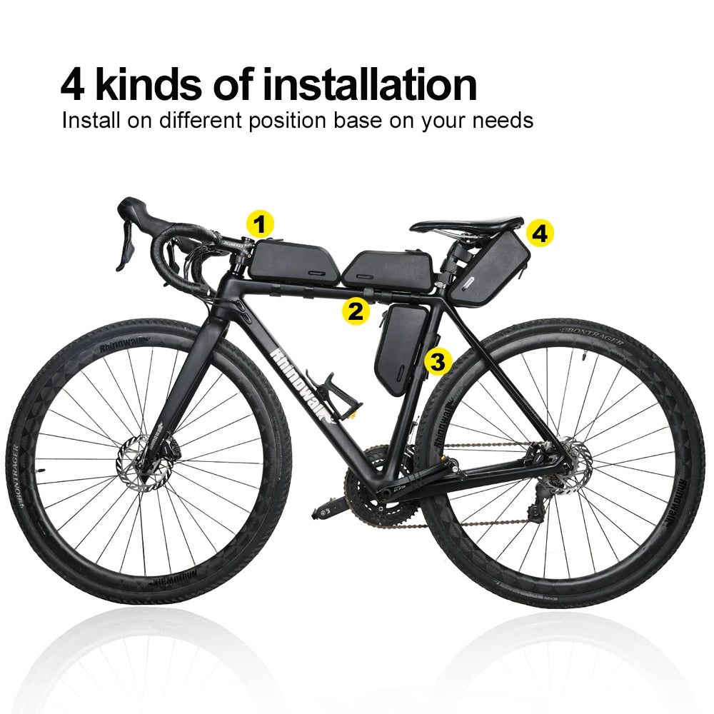 Rhinowalk 1.5L Waterproof Top Tube Bicycle Bag Hard Shell Bike Bag Stable Cycling Frame Bag Bike Accessories for  Road bike