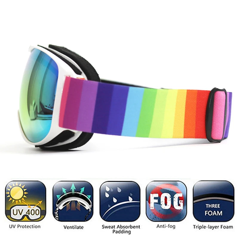 Kids Ski Goggles for Age 4-14 Anti-fog Double Layer UV400 Snow Eyewear Outdoor Sports Winter Snowboard Children Skiing Glasses