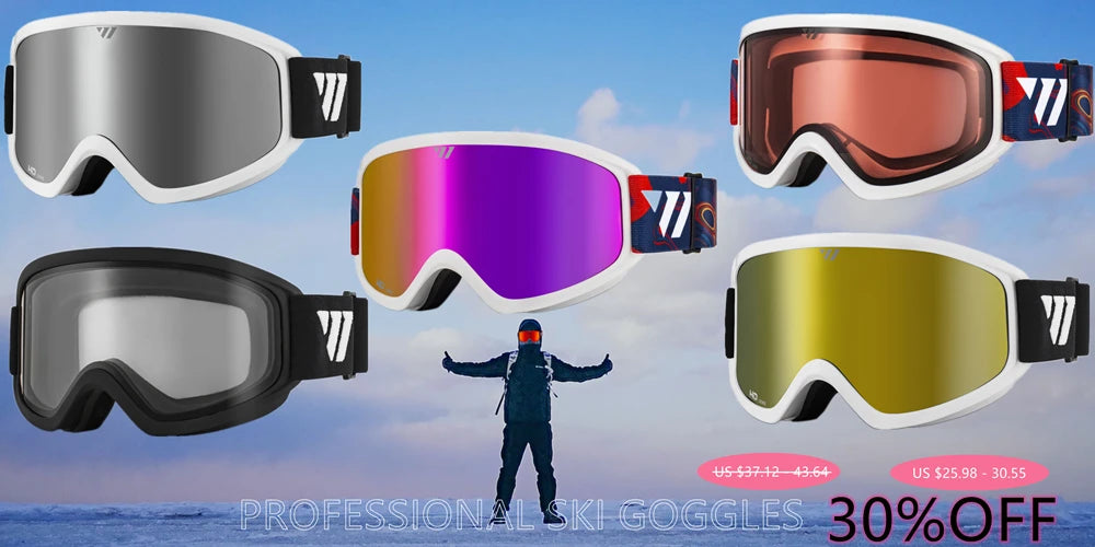 Ski Goggles,Winter Snow Sports with Anti-fog Double Lens ski mask glasses skiing men women snow goggles M3
