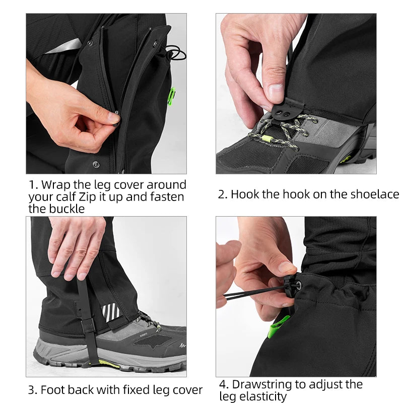 ROCKBROS Outdoor Waterproof Legging Gaiters Hiking Skiing Trekking Desert Leg Cover Boots Shoes Covers Legs Protection Guard