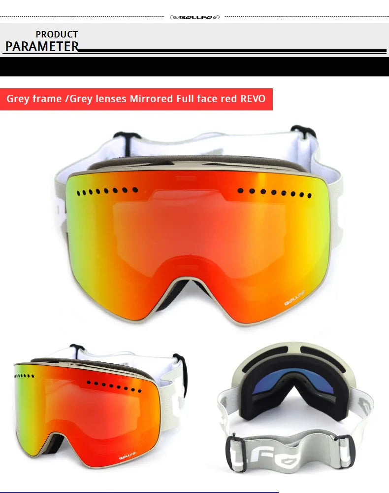 Ski Goggles Snowboard Mask For Men Women Skiing Eyewear UV400 Snow Protection Over Glasses Magnetic Mountaineering Glasses