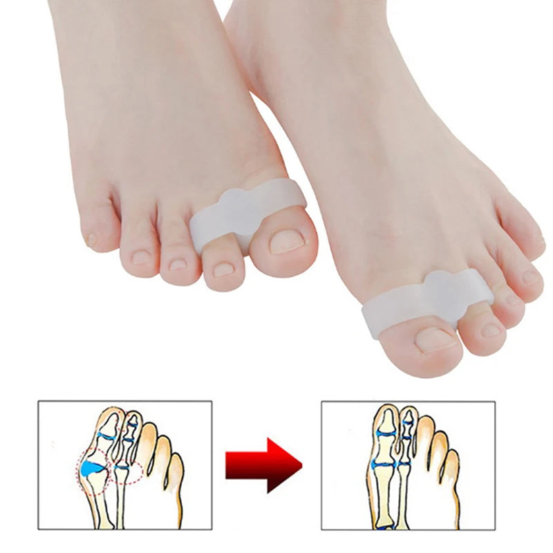 2pcs Silicone Gel Big Toe Two Hole Thumb Valgus Toe Separator Foot Fingers Protector Corrector Pedicure Foot Care Tool