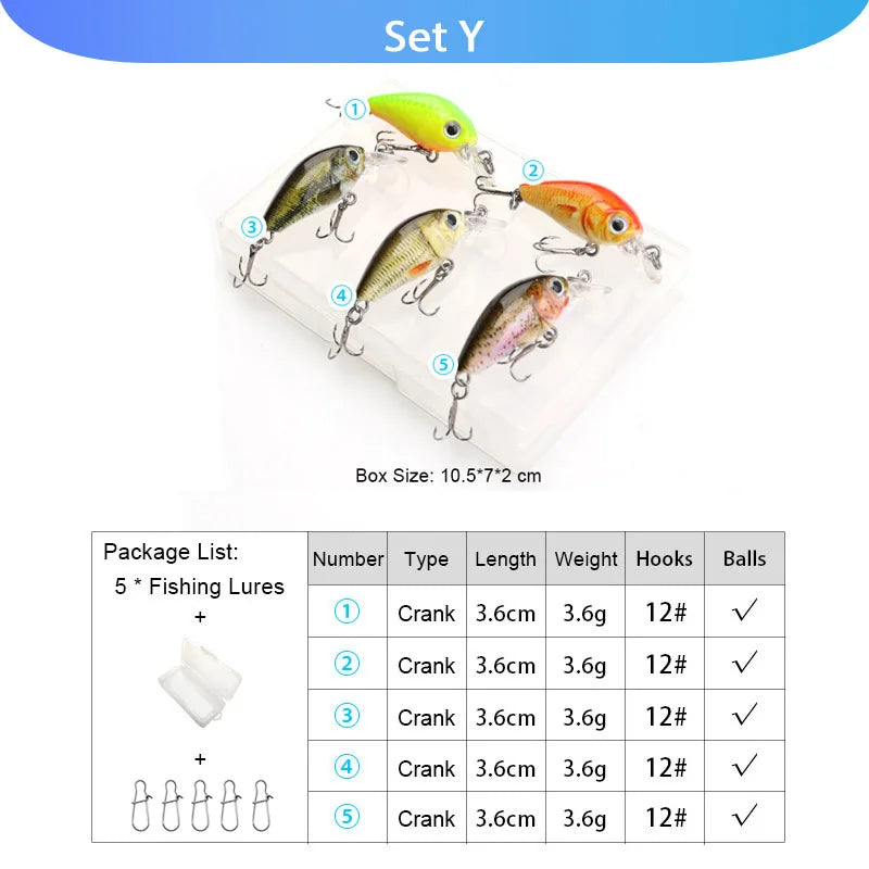 VTAVTA 5pcs Fishing Lures Set Wobblers Crankbaits Fishing Box For Wobblers Swimbait Artificial Bait Kit Hard Lure Fishing Tackle