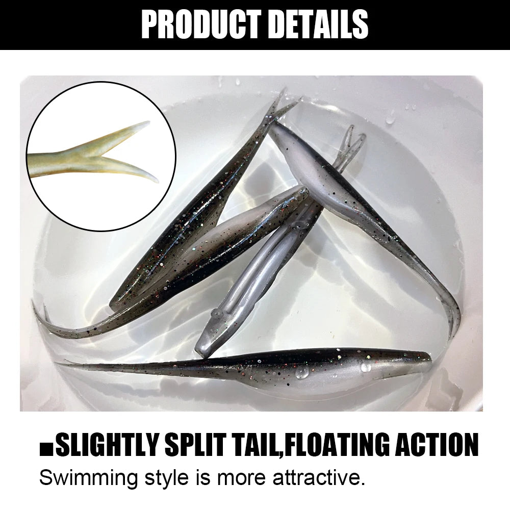 Spinpoler 4.72" Soft Plastic TPR Floating Fluke Jerk Minnow Bait Shad Minnow Silicone Plastic Artificial Swimbait Freshwater 5pc