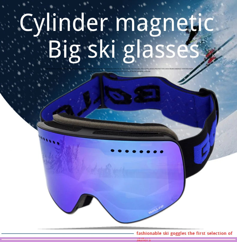 Ski Goggles Snowboard Mask For Men Women Skiing Eyewear UV400 Snow Protection Over Glasses Magnetic Mountaineering Glasses
