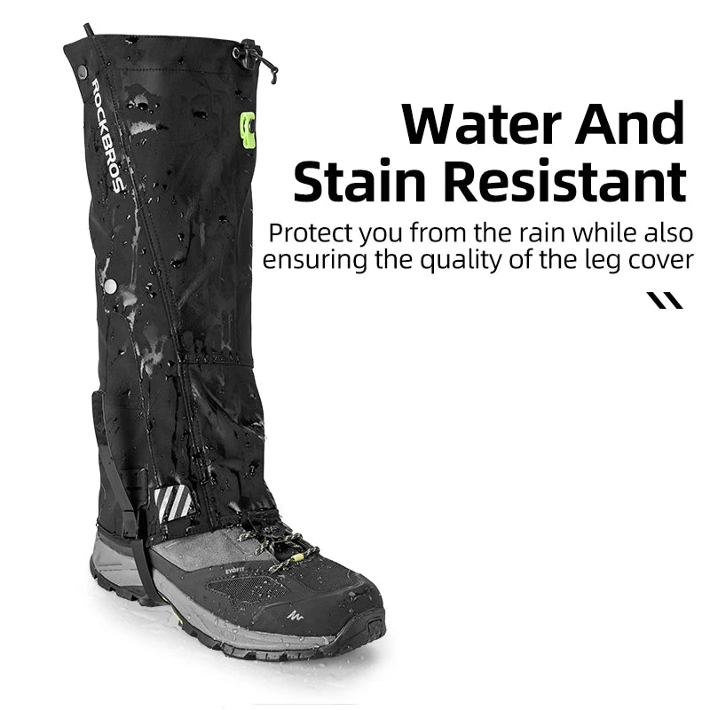 ROCKBROS Outdoor Waterproof Legging Gaiters Hiking Skiing Trekking Desert Leg Cover Boots Shoes Covers Legs Protection Guard