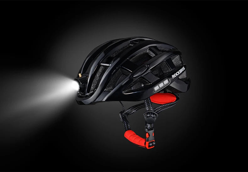 ROCKBROS Bike Headlamp Night Cycling Helmet With Glowing Headlight Warning Light MTB Bicycle Helmet Rechargeable Sport SafetyCap